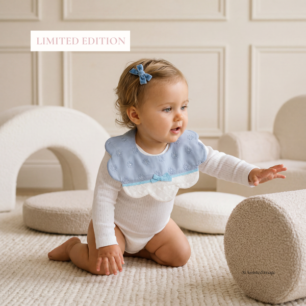 Exclusive - Classic Blue Broderie Bib