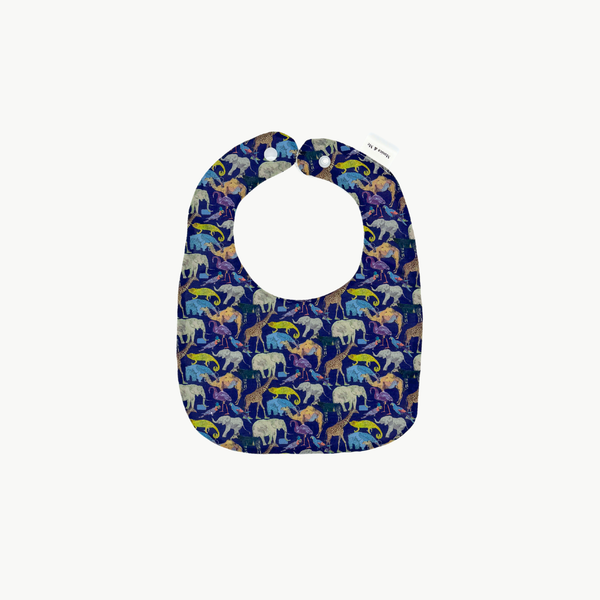 Zoo Navy Blue Square Baby Bib